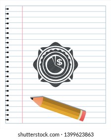 chart icon with pencil strokes. Vector Illustration. Detailed.