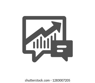 Chart icon. Report graph or Sales growth sign in speech bubble. Analysis and Statistics data symbol. Quality design element. Classic style icon. Vector