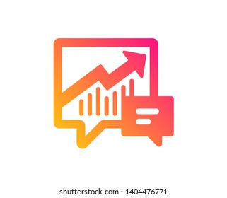 Chart icon. Report graph or Sales growth sign in speech bubble. Analysis and Statistics data symbol. Classic flat style. Gradient accounting icon. Vector