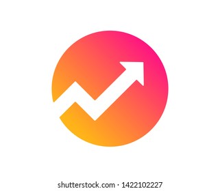 Chart icon. Report graph or Sales growth sign in circle. Analysis and Statistics data symbol. Classic flat style. Gradient audit icon. Vector