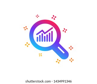 Chart icon. Report graph or Sales growth sign in Magnifying glass. Analysis and Statistics data symbol. Dynamic shapes. Gradient design data analysis icon. Classic style. Vector