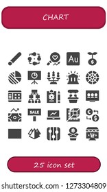  chart icon set. 25 filled chart icons. Simple modern icons about  - Chalk, Strategy, Analysis, Audition, Growth, Pie chart, Analytics, Candlestick, Financial, Color wheel, Graph