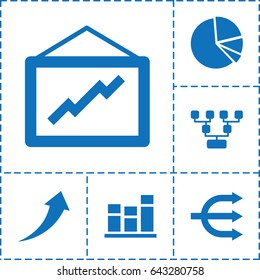 Chart icon. set of 6 chart filled icons such as graph, structure, arrow up