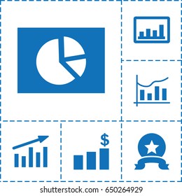 Chart icon. set of 6 chart filled icons such as graph