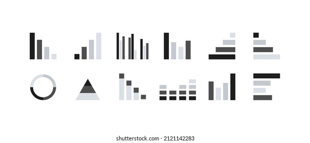 Chart icon set. Bar graph. Pie chart. Table data. Business concept. Vector eps 10.