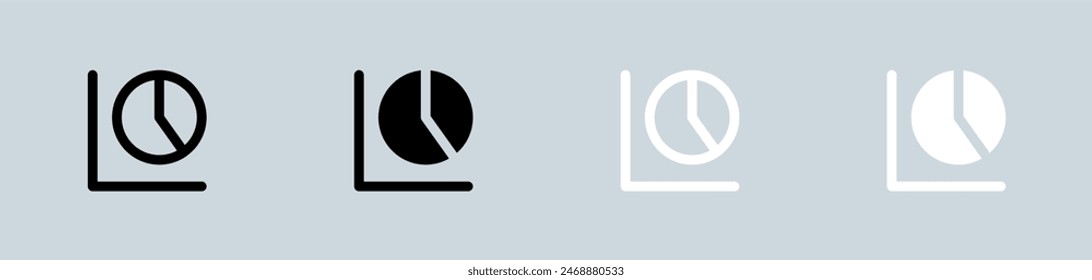 Chart icon set in black and white. Statistic signs vector illustration.