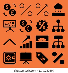chart icon set. With percentage, flow and percentage  vector icons for graphic design and web