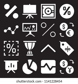 chart icon set. With percentage, presentation and safebox  vector icons for graphic design and web
