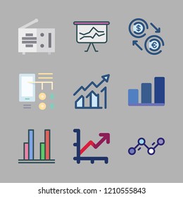 chart icon set. vector set about comparative, diagram id, exchange and line chart icons set.