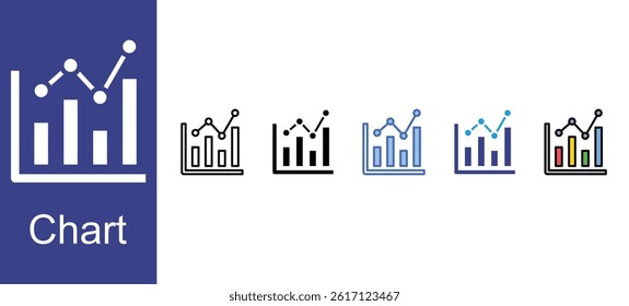 Chart icon sets with five styles

