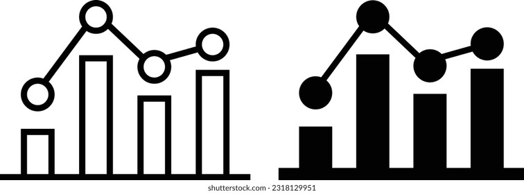 Chart icon sheet, simple trendy flat style line and solid Isolated vector illustration on white background. For apps, logo, websites, symbol , UI, UX, graphic and web design. EPS 10.