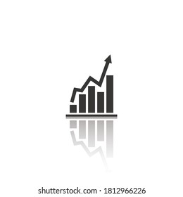 Símbolo de icono comercial, icono de negocio de diseño plano. Icono de tema comercial con sombra de reflexión transparente