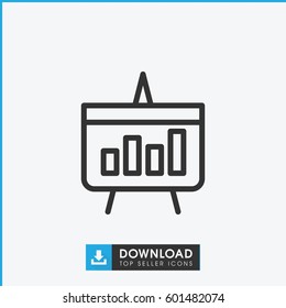 chart icon. simple outline chart vector icon. on white background.