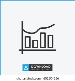 chart icon. simple outline chart vector icon. on white background.