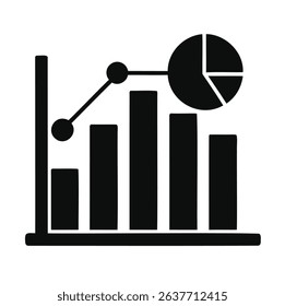 Chart icon in solid silhouette style on a white background.