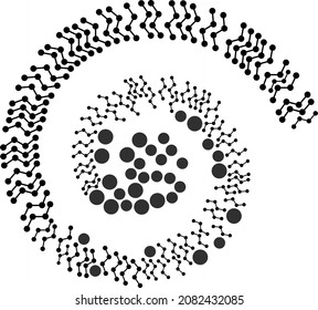Mosaico de flujo de la espiral del icono del gráfico. Los símbolos de gráfico se forman en una estructura de mosaico espiral. Espiral de abstracción creada a partir de iconos de gráficos aleatorizados.