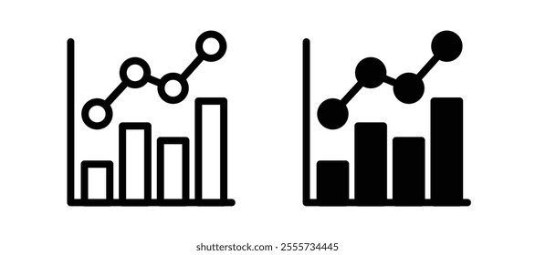 Chart icon symbol collection on white background.