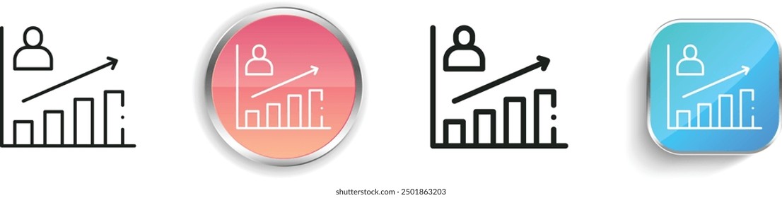 icono de gráfico. Diseño de estilo lineal delgado, regular y de Botón aislado sobre fondo blanco