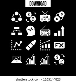 chart icon. This set with graphic of stats on laptop screen, organization, analytics and health care vector icons for mobile and web
