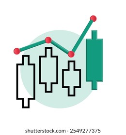 Icono de gráfico. icono de comercio. icono de gráfico de barra de crecimiento. Gráficos de negocios e iconos gráficos. Icono de esquema de estadísticas y análisis, flecha hacia abajo o hacia arriba. estilo de diseño mixto