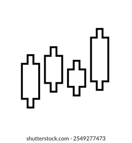 Icono de gráfico. icono de comercio. icono de gráfico de barra de crecimiento. Gráficos de negocios e iconos gráficos. Icono de esquema de estadísticas y análisis, flecha abajo o arriba. estilo de diseño de línea