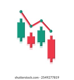 Icono de gráfico. icono de comercio. icono de gráfico de barra de crecimiento. Gráficos de negocios e iconos gráficos. Icono de esquema de estadísticas y análisis, flecha hacia abajo o hacia arriba. Estilo de diseño de color plano