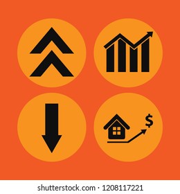 chart icon. chart vector icons set up arrow, down arrow, growing graph and real estate prices growth