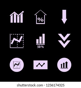 chart icon. chart vector icons set graph, down arrow, diagram and percent up