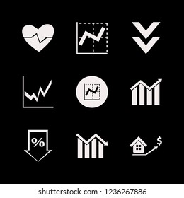 chart icon. chart vector icons set percent down, heartbeat, descending graph and growing graph