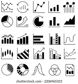 Conjunto de vectores de icono de gráfico. colección de signos de ilustración de programación. símbolo de diagrama o logotipo.