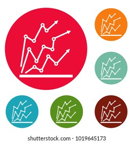 Chart icons circle set vector isolated on white background