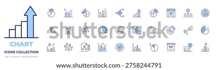Chart icons collection. Line Duotone style, editable stroke. projectplan, combochart, piechart, bargraph, piechart T, chart, moneyloss, statistics, success.