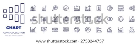 Chart icons collection. Thin Line icons, editable stroke. bargraph, businessandfinance, chart, computer, diagram, donutchart, ganttchart, graph, graphic.