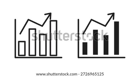 Chart icons in filled, thin line, outline and strokes