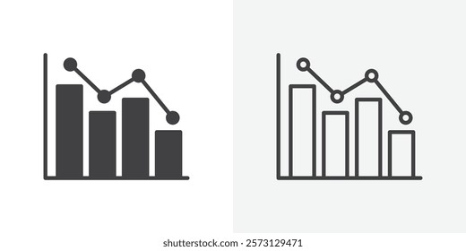 Chart icons. flat and line style set