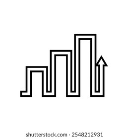 Iconos de gráfico. Icono de gráfico de barra creciente. Gráficos de negocios e iconos gráficos. Icono de esquema de estadísticas y análisis, flecha abajo o arriba. estilo de diseño de línea