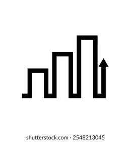 Chart Icons. growing bar graph icon. Business charts and graph icons. Statistics and Analytics Outline Icon, down or up arrow. solid design style