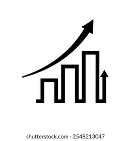 Chart Icons. growing bar graph icon. Business charts and graph icons. Statistics and Analytics Outline Icon, down or up arrow. solid design style