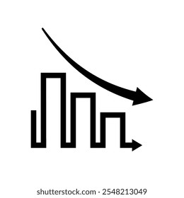 Chart Icons. growing bar graph icon. Business charts and graph icons. Statistics and Analytics Outline Icon, down or up arrow. solid design style