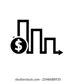 Chart Icons. growing bar graph icon. Business charts and graph icons. Statistics and Analytics Outline Icon, down or up arrow. solid design style