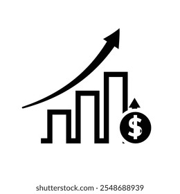 Chart Icons. growing bar graph icon. Business charts and graph icons. Statistics and Analytics Outline Icon, down or up arrow. solid design style