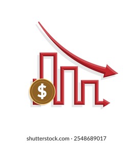 Ícones de gráfico. ícone de gráfico de barras crescente. Gráficos de negócios e ícones de gráficos. Ícone do Outline de Estatística e Análise, seta para baixo ou para cima. estilo de design plano