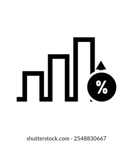 Chart Icons. growing bar graph icon. Business charts and graph icons. Statistics and Analytics Outline Icon, down or up arrow. solid design style