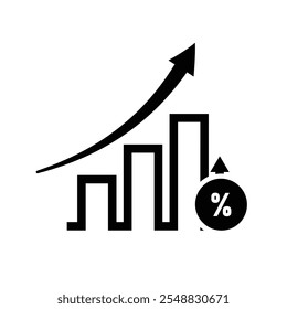 Chart Icons. growing bar graph icon. Business charts and graph icons. Statistics and Analytics Outline Icon, down or up arrow. solid design style