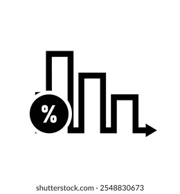 Chart Icons. growing bar graph icon. Business charts and graph icons. Statistics and Analytics Outline Icon, down or up arrow. solid design style