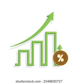 Ícones de gráfico. ícone de gráfico de barras crescente. Gráficos de negócios e ícones de gráficos. Ícone do Outline de Estatística e Análise, seta para baixo ou para cima. estilo de design plano