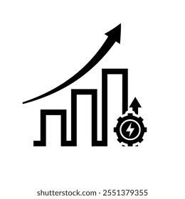 Chart Icons. growing bar graph icon. Business charts and graph icons. Statistics and Analytics Outline Icon, down or up arrow. solid design style