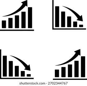 Chart icons of growth and decline performance
