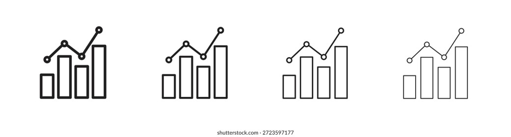 Iconos de gráfico delinean el diseño de Vector negro. Línea con trazo editable.