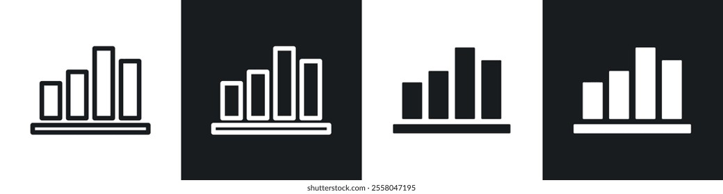 Chart icons pack in black and white filled and outlined versions.